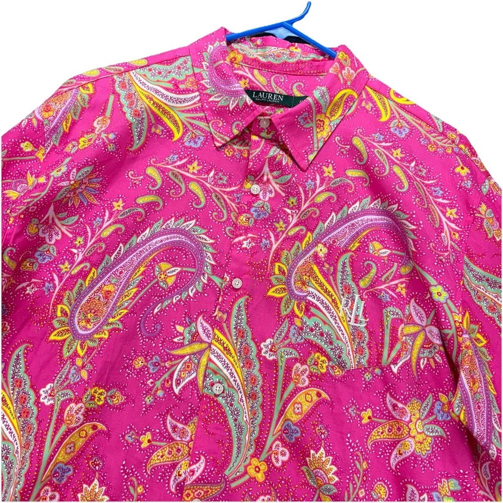 Lauren Ralph Lauren Pink Paisley Button-Up Blouse